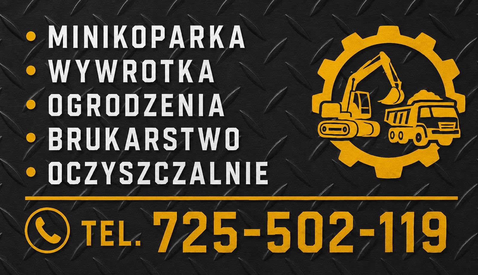 Minikoparka, wywrotka, ogrodzenia, brukarstwo i oczyszczalnie — tel. 725 502 119